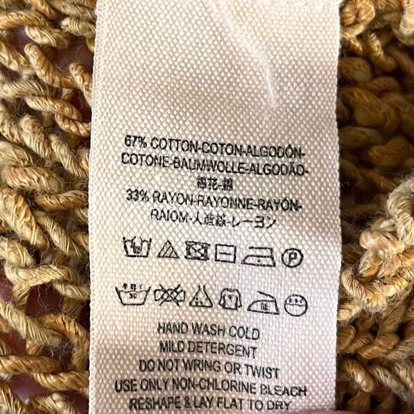 Free People Tan Assymetrical Hem Open Knit Sweater Size Small - Picture 5 of 6